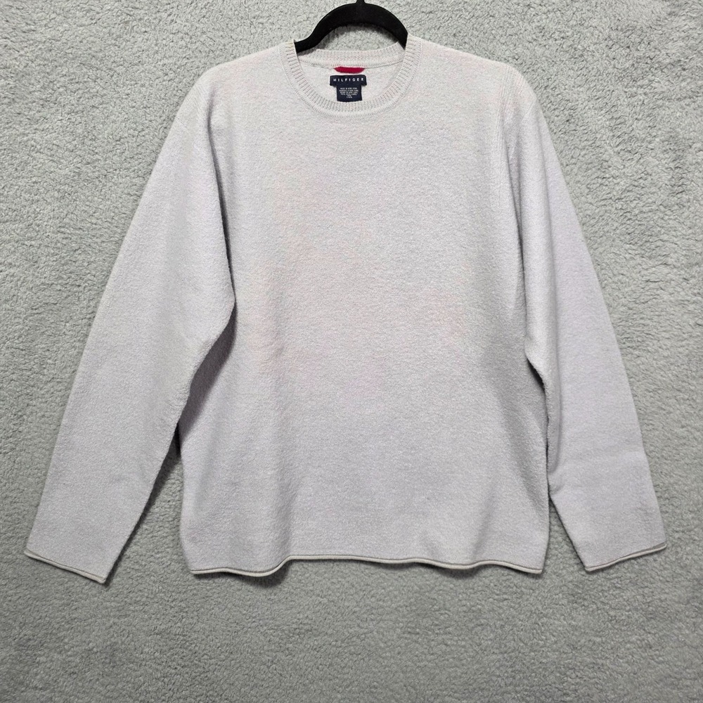 Vintage Tommy Hilfiger Wool Sweater Men's L Gray 100% Wool Layering‎